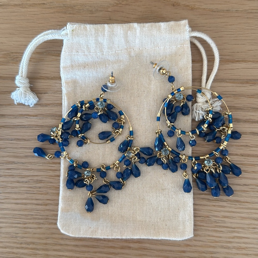 J.Crew Blue/Gold Dangle Earrings